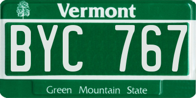 VT license plate BYC767