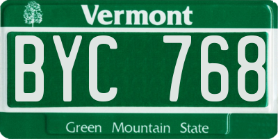 VT license plate BYC768