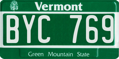 VT license plate BYC769