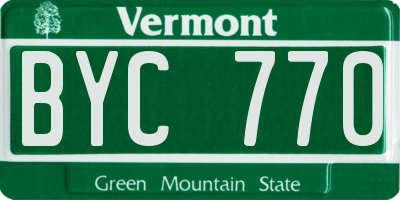 VT license plate BYC770