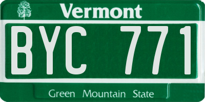 VT license plate BYC771