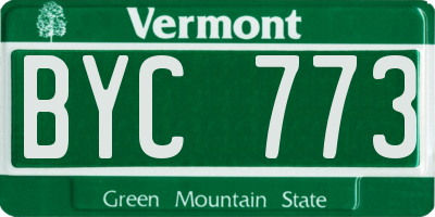 VT license plate BYC773
