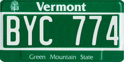 VT license plate BYC774
