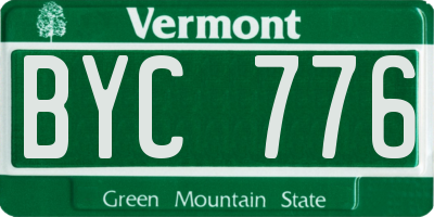 VT license plate BYC776
