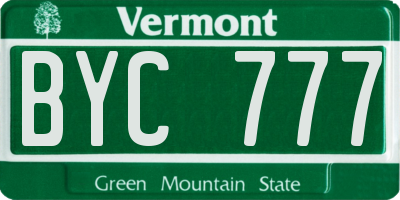 VT license plate BYC777