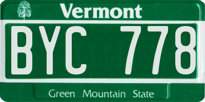 VT license plate BYC778