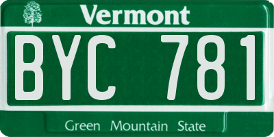 VT license plate BYC781