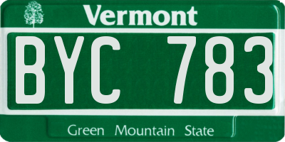 VT license plate BYC783