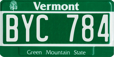 VT license plate BYC784