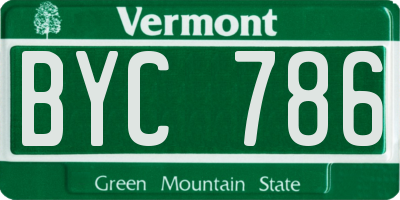 VT license plate BYC786