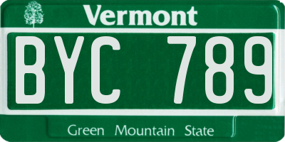 VT license plate BYC789