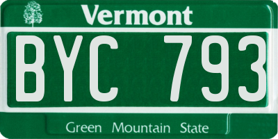 VT license plate BYC793