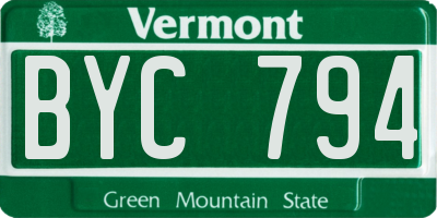 VT license plate BYC794