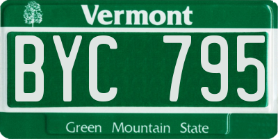 VT license plate BYC795