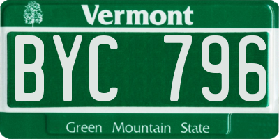 VT license plate BYC796