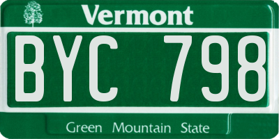 VT license plate BYC798