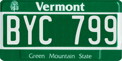 VT license plate BYC799