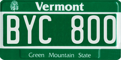 VT license plate BYC800