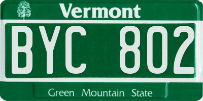 VT license plate BYC802