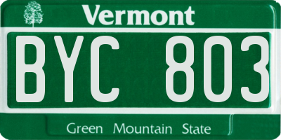 VT license plate BYC803