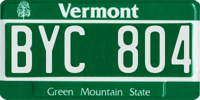 VT license plate BYC804