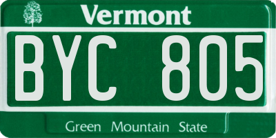 VT license plate BYC805