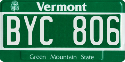 VT license plate BYC806