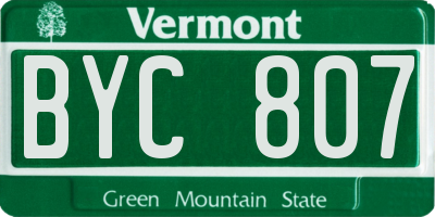 VT license plate BYC807