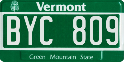 VT license plate BYC809