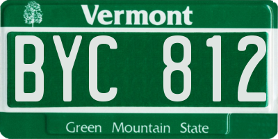 VT license plate BYC812