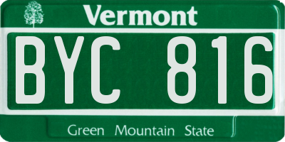 VT license plate BYC816