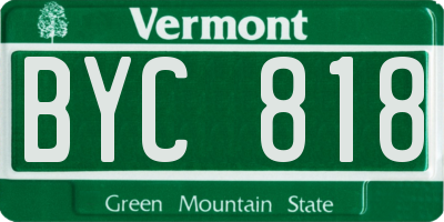 VT license plate BYC818
