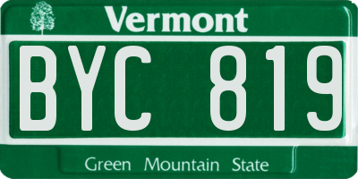 VT license plate BYC819