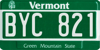 VT license plate BYC821