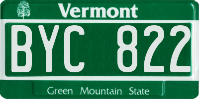 VT license plate BYC822