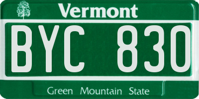VT license plate BYC830