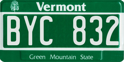VT license plate BYC832