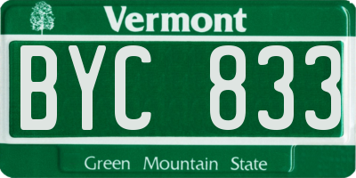 VT license plate BYC833