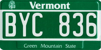 VT license plate BYC836