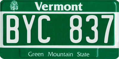 VT license plate BYC837