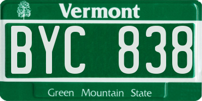 VT license plate BYC838