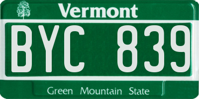 VT license plate BYC839