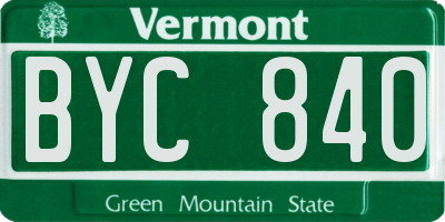 VT license plate BYC840