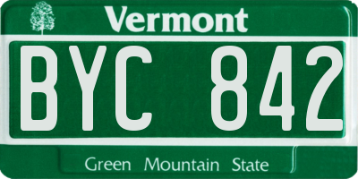 VT license plate BYC842