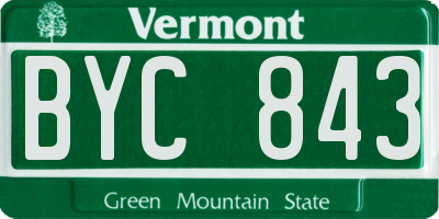 VT license plate BYC843