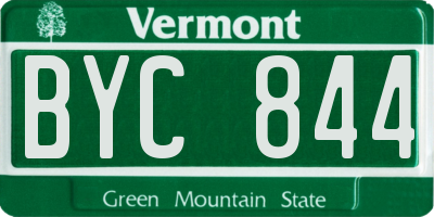 VT license plate BYC844