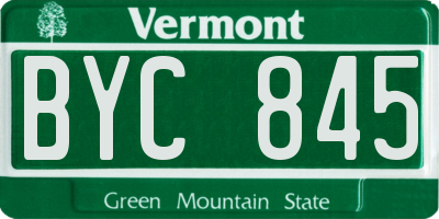 VT license plate BYC845