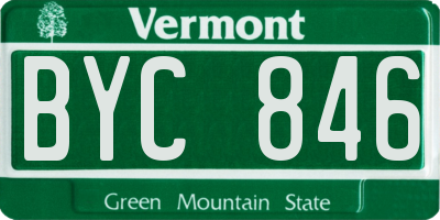 VT license plate BYC846