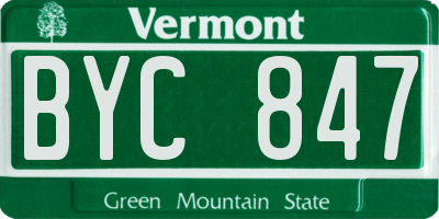 VT license plate BYC847
