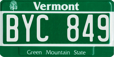 VT license plate BYC849